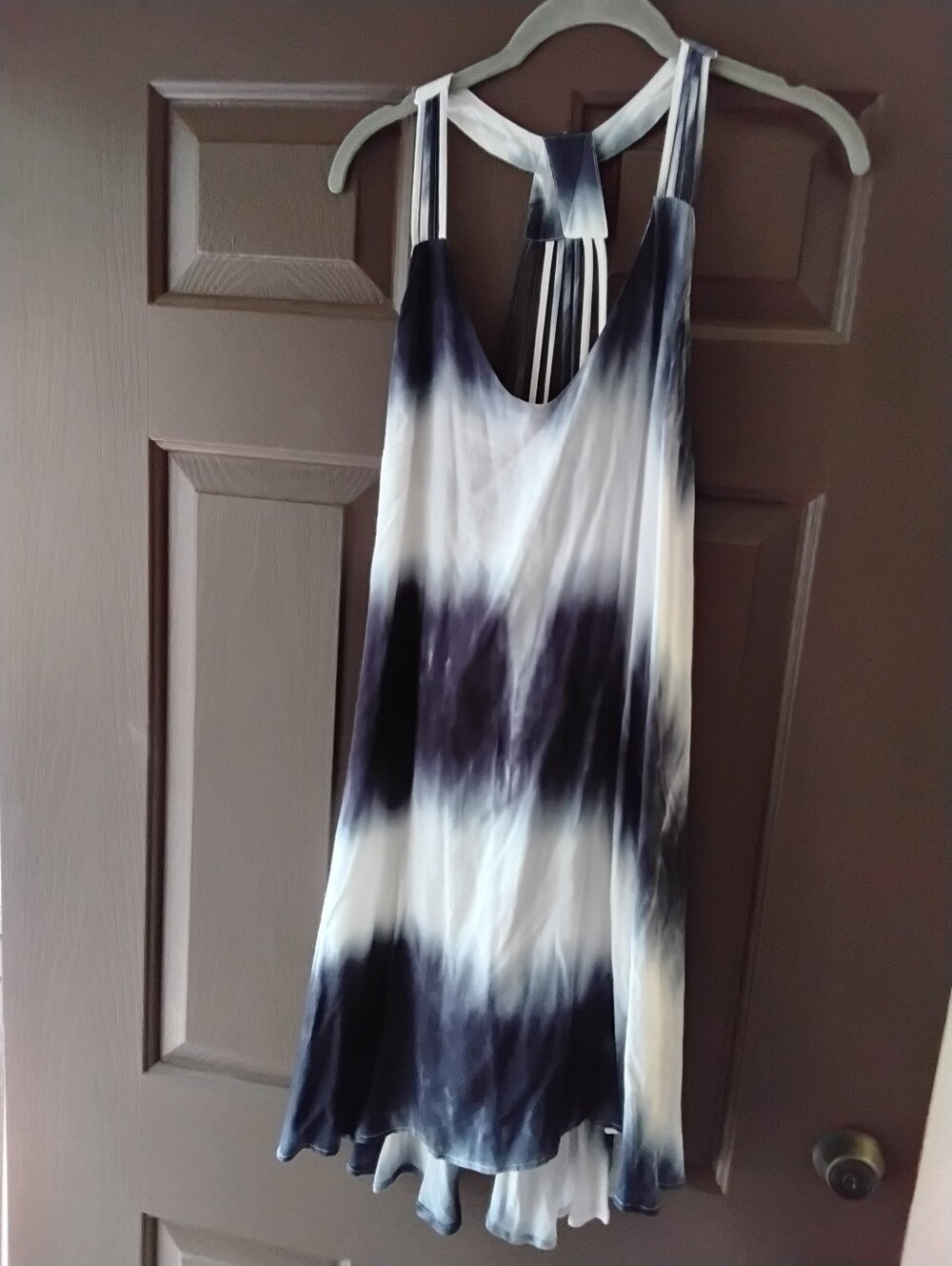 Entro Sleeveless Tie-Dye Navy & White Sundress Medium